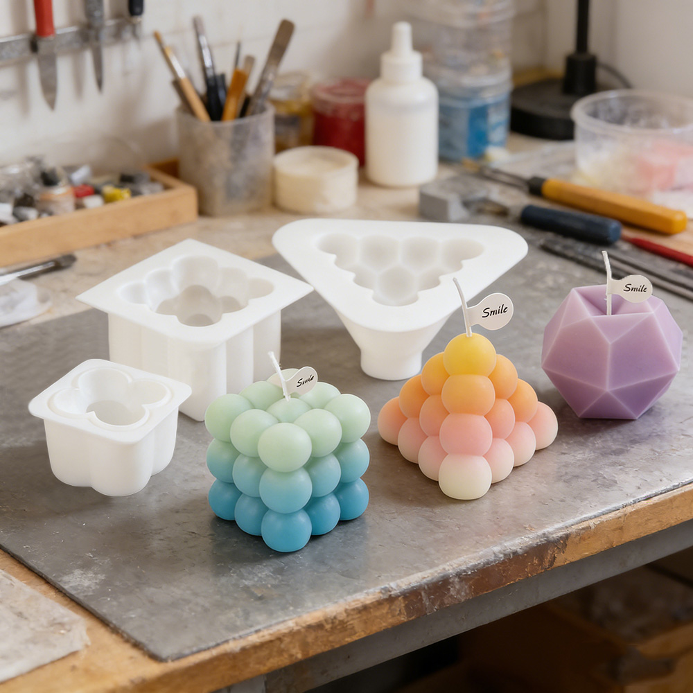 Candle Making Kits - 3D Kabarcık Küp Silikon Mum Kalıpları